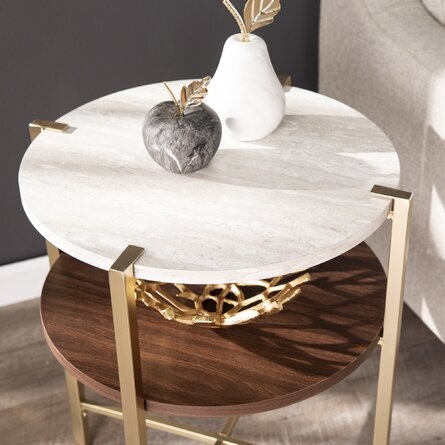 Ardmillan Round End Table W/ Faux Marble Top - Image 2
