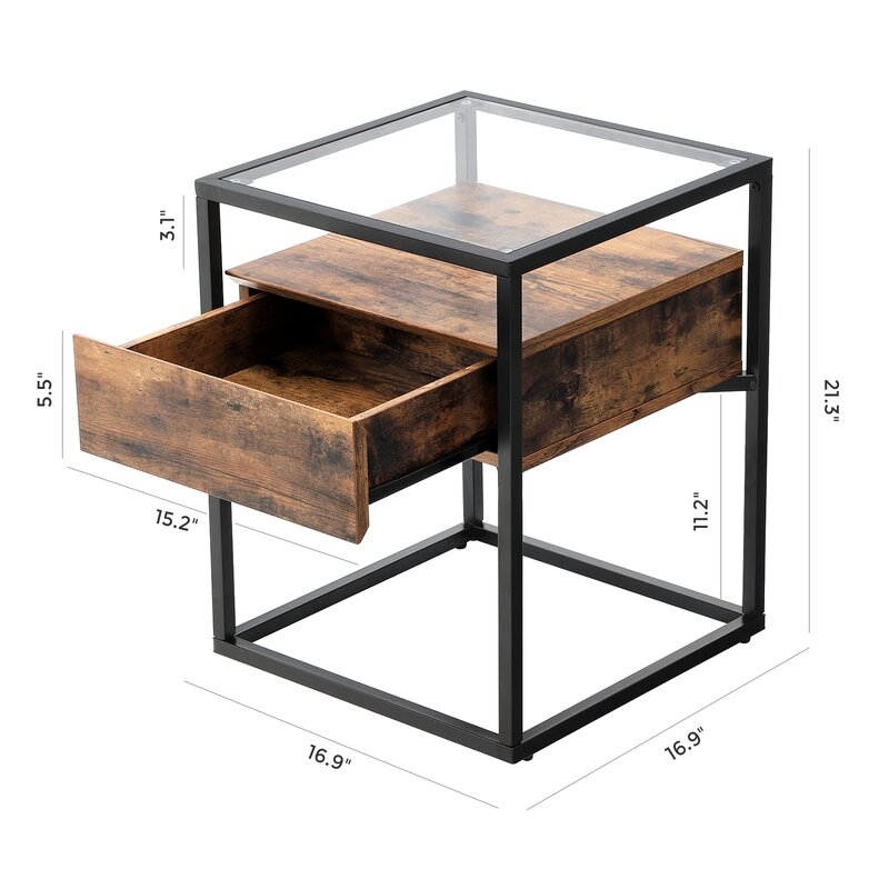 Cioffi Glass Frame End Table with Storage RESTOCK Oct 2, 2021. - Image 1