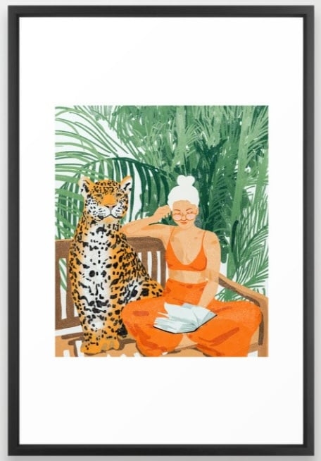 Jungle Vacay #painting #illustration Framed Art Print - Large - 26 x 38, Vector Black Frame - Image 0