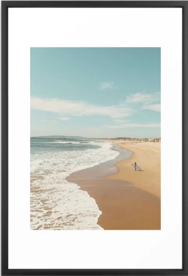 California Beach Framed Art Print,  26" X 38" Vector Black - Image 0