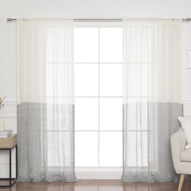 Renfro Linen Voile Solid Room Darkening Rod Pocket Single Curtain Panel - 52" x 84" - Image 0