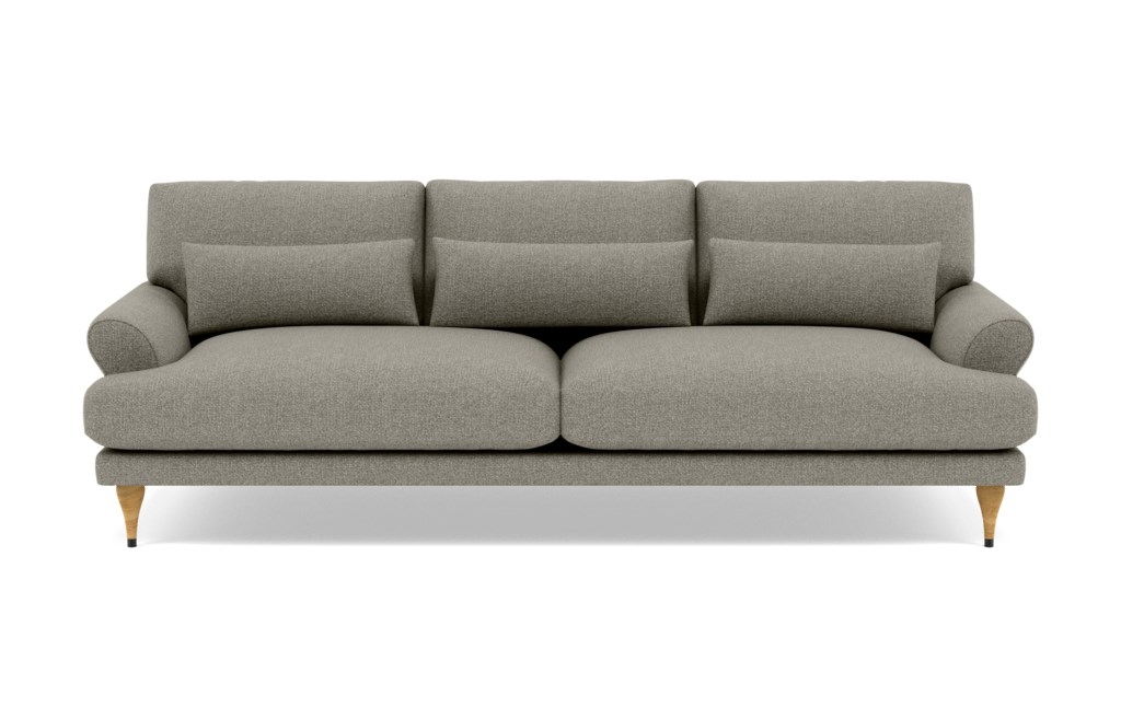Maxwell Sofa with Brown Sesame Fabric and Natural Oak with Antique Cap legs - Image 0