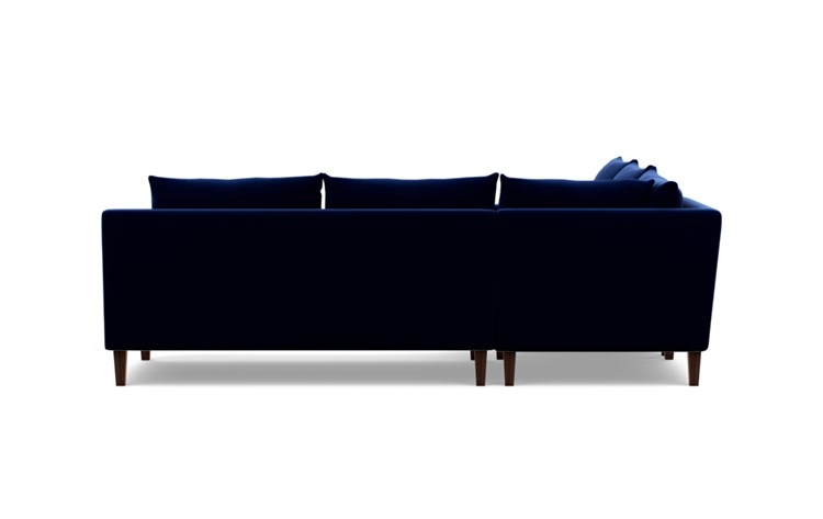 Sloan corner sectional sofa - Bergen Blue Mod Velvet - Oiled Walnut Tapered Square Wood legs - 101" - standard cushions - standard fill - Image 4