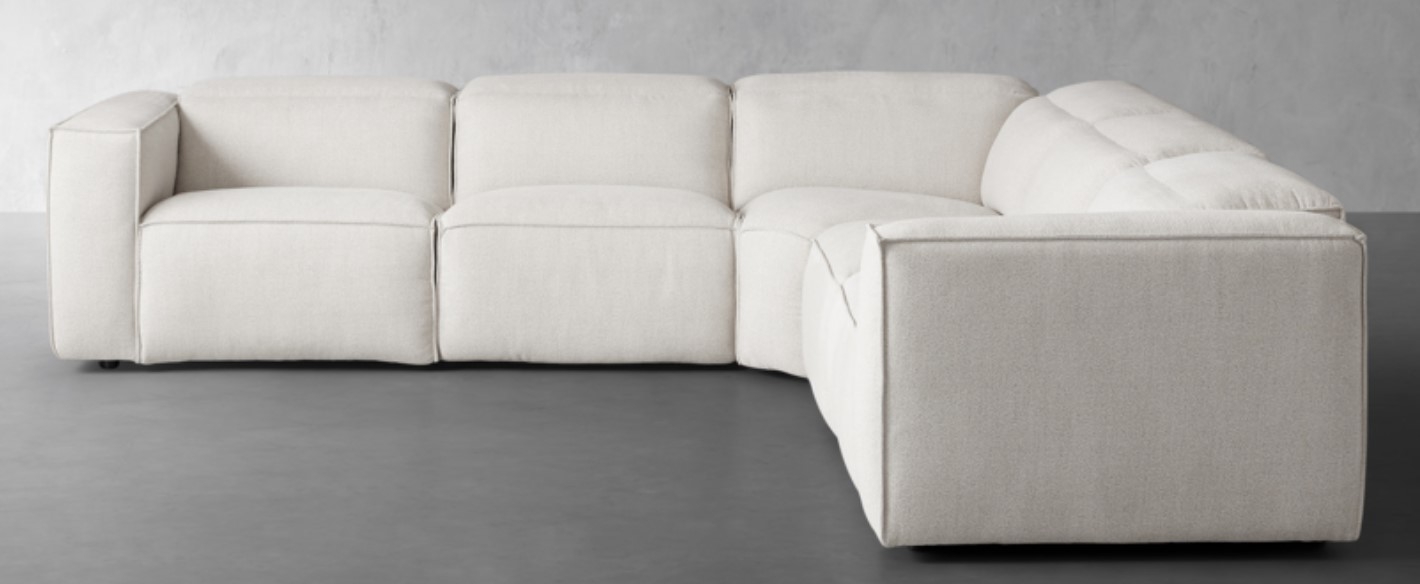Coburn Five Piece Motion Corner Sectional in Upholstered White  Cushing Frost - Image 1