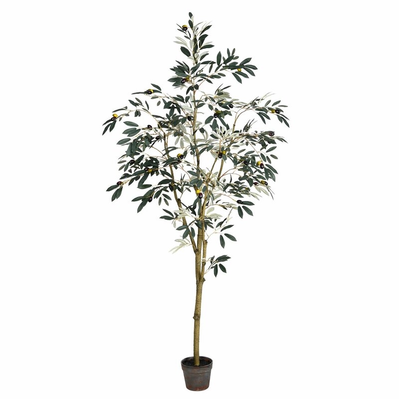 72" Artificial Potted Olive Floor Foliage Tree in Pot - Image 0