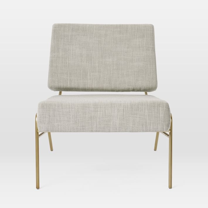 Wire Frame Slipper Chair, Platinum Linen Weave - Image 2