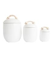 WHITE CANISTER WITH ROPE HANDLE, SMALL - Image 1