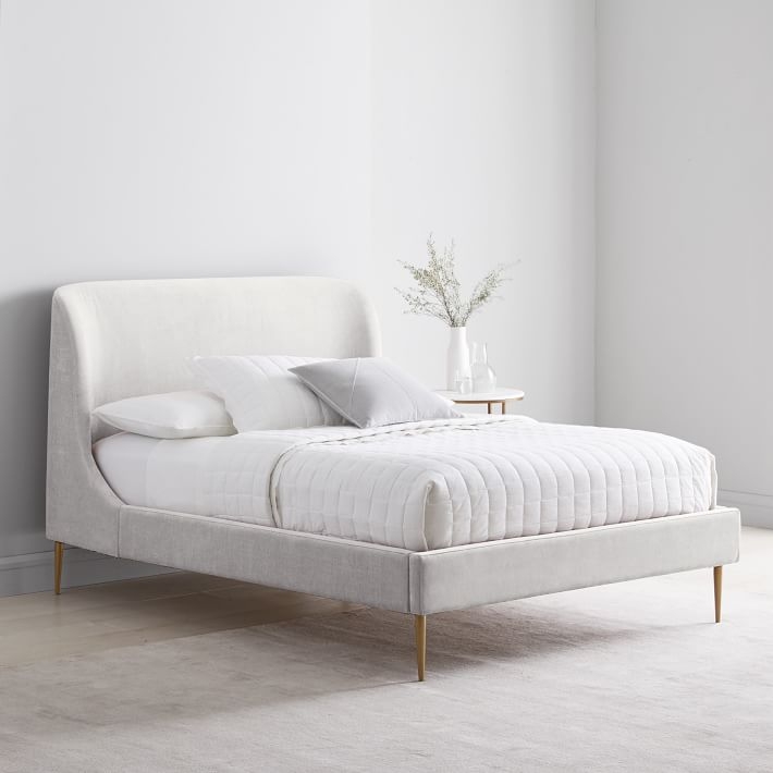 Lana Upholstered Bed, Queen, Twill, Stone - Image 1