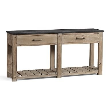 Parker Reclaimed Wood Console Table with Bluestone Top - Image 1