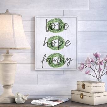 'Love Hope Family Boxwood Wreath' Textual Art - Image 0