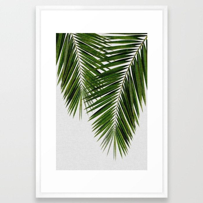 Palm Leaf Black & White Ii Framed Art Print - vector white - Image 0
