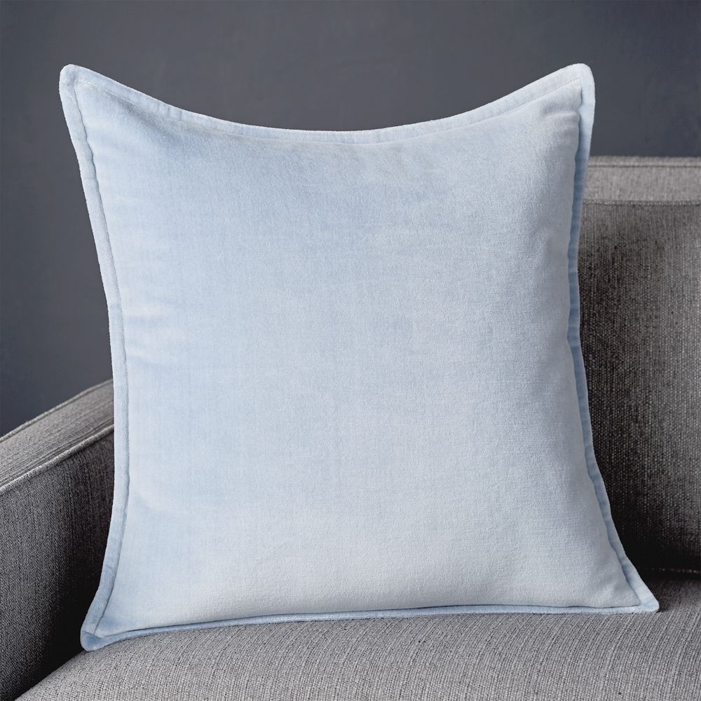 Brenner Light Blue Velvet Pillow with Feather-Down Insert 20" - Image 0