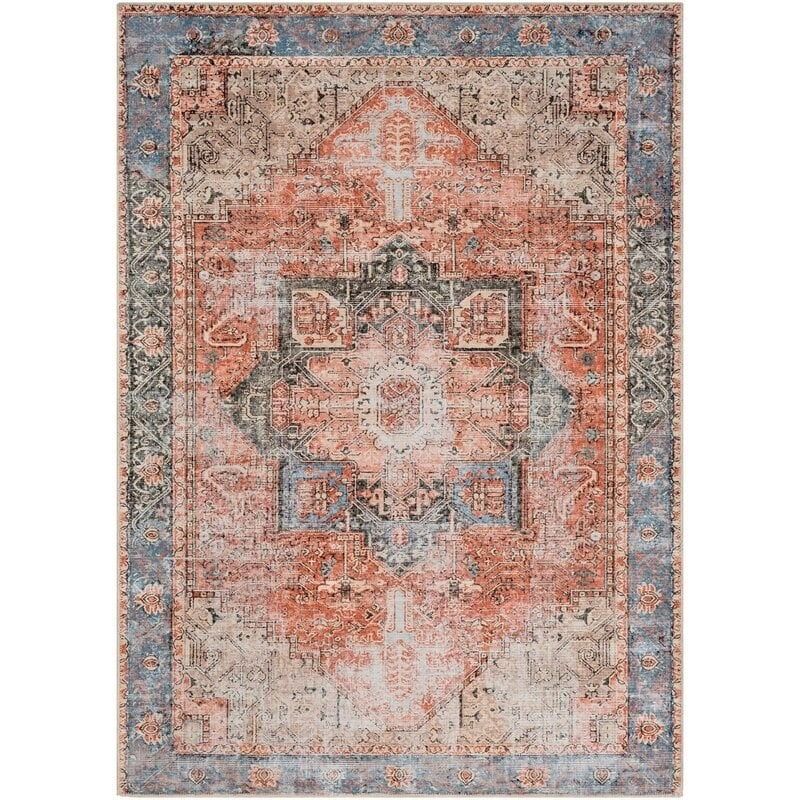 Mya Oriental Terracotta/Camel/Pale Blue Area Rug - Image 0