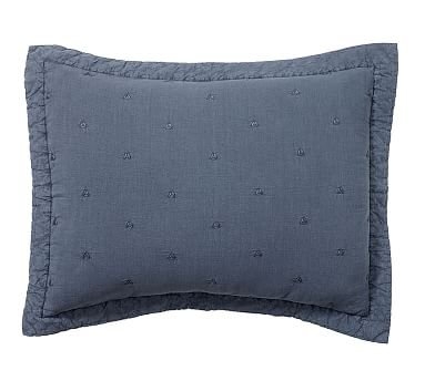 Triangle Stitch Washed Cotton Sham, Standard, Blue - Image 1
