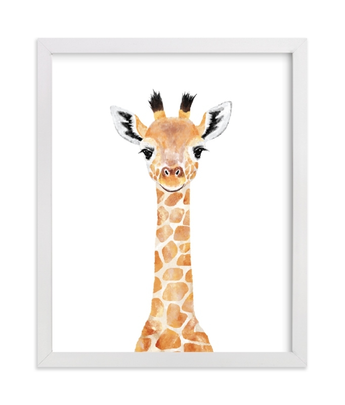 Baby Giraffe 2, 8"x10", White Wood Frame - Image 0