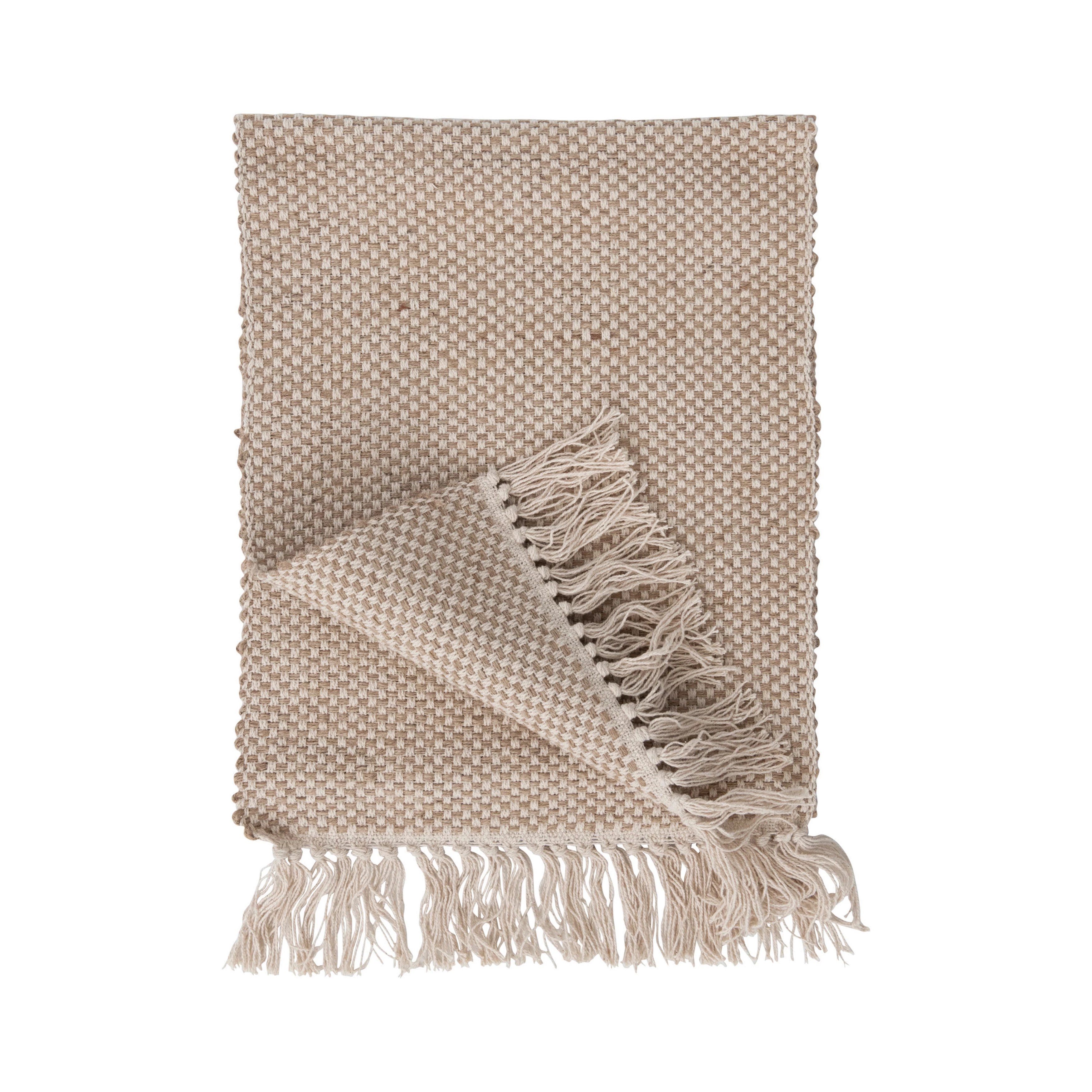 Woven Jute and Cotton Table Runner with Fringe - Image 2