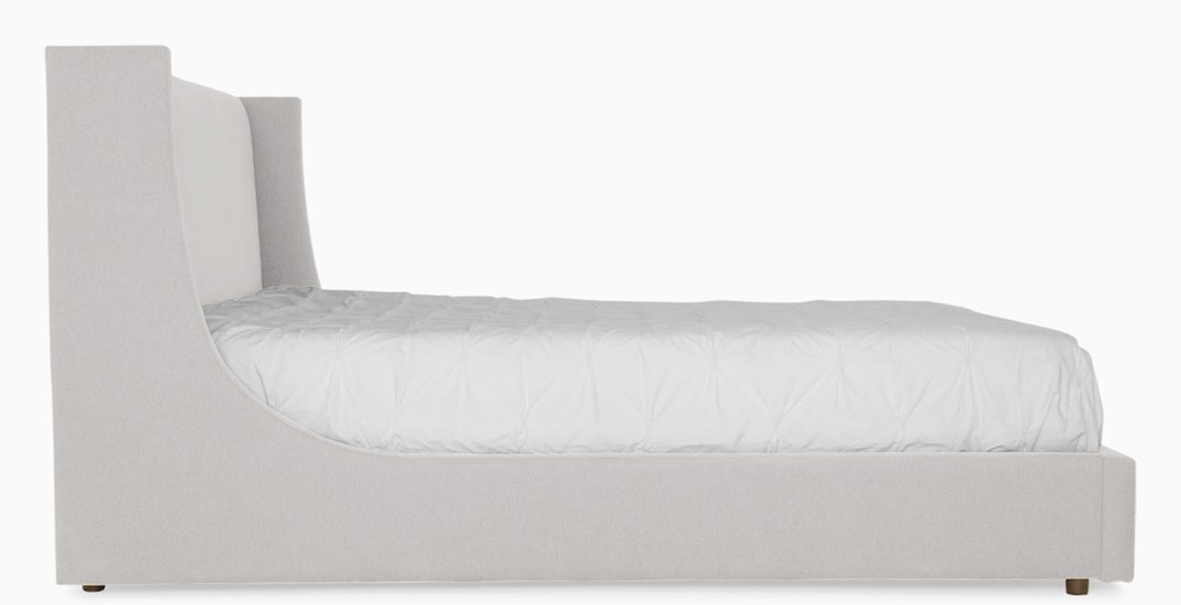 Gray Baxter Mid Century Modern Bed - Sunbrella Premier Fog - Eastern King - Image 1