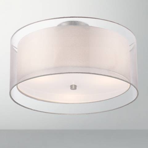 Possini Euro Design Double Drum 18" Wide White Ceiling Light - Image 0