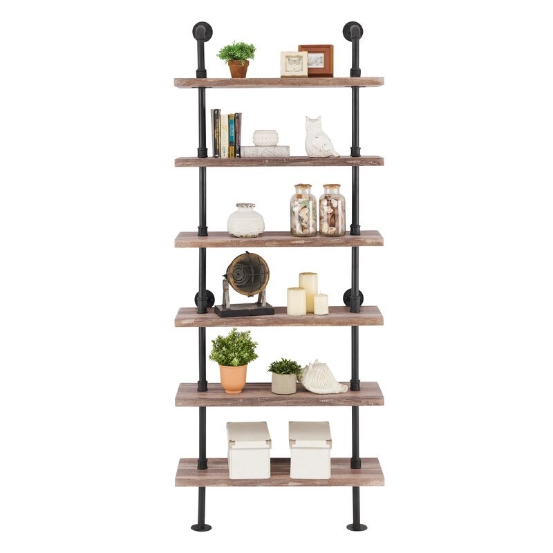 Carl Iron Pipe Wall Mount Ladder Bookcase - Image 1