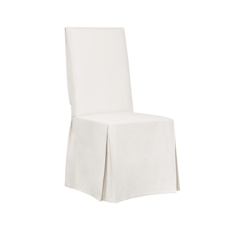 Essential Twill Box Cushion Dining Chair Slipcover / White - Image 0
