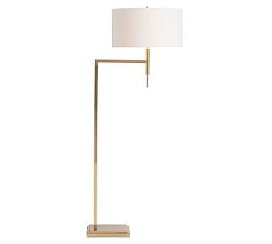 Atticus Metal Sectional Floor Lamp, Brass with Ivory Shade - Image 0
