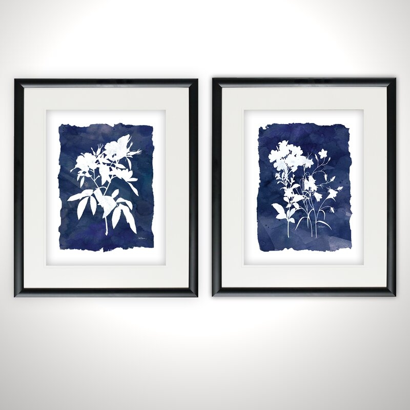 'Indigo Botanical' 2 Piece Framed Print Set - Image 0