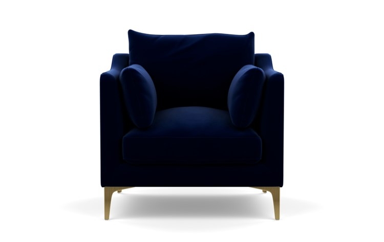 Caitlin by the Everygirl Petite Chair, Bergen Blue, Brass Plated Legs - Image 0