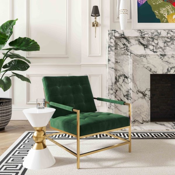 Van Emerald Green Velvet Accent Chair - Image 1