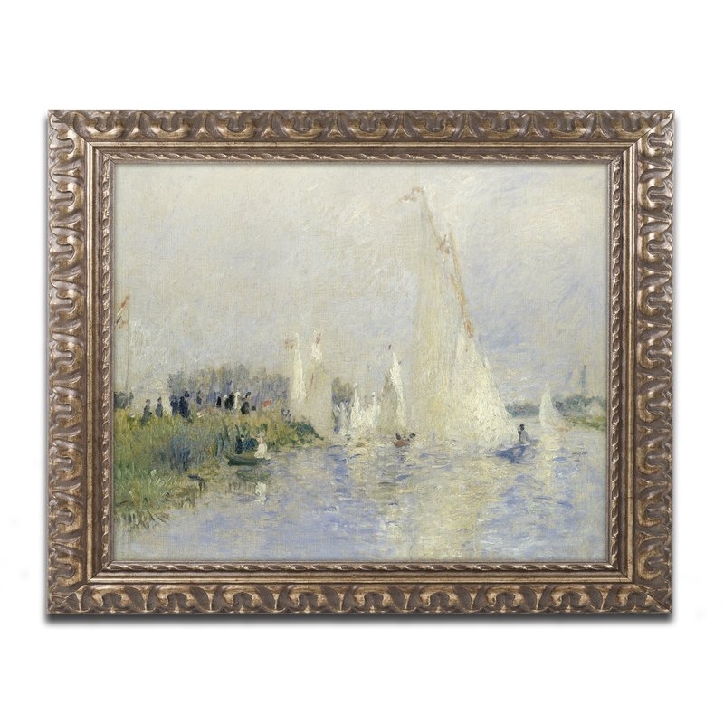 Regatta at Argenteuil 1874" by Pierre-Auguste Renoir Framed Painting Print on Wrapped Canvas - Image 0