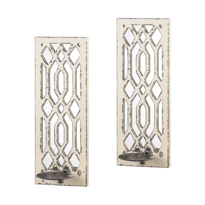 Deco Tall Wood and Metal Wall Sconce (Set of 2) - Image 0