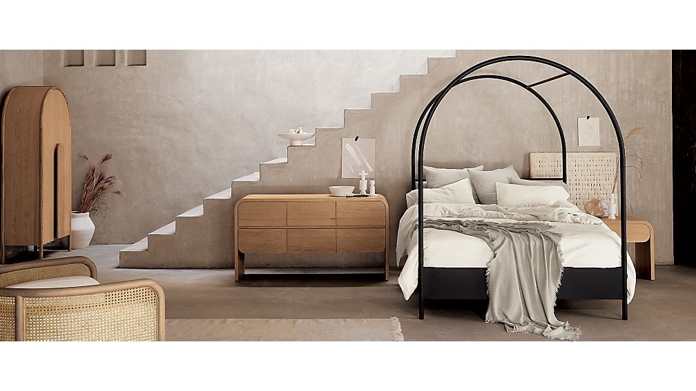 Canyon King Arched Canopy Bed with Upholstered Headboard by Leanne Ford - Image 1