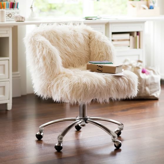 Ivory Furlicious Wingback Desk Chair - Image 0