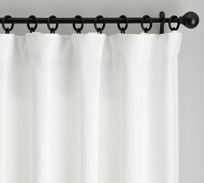 Classic Belgian Linen Rod Pocket Curtain, White, 100 x 108" - Image 0