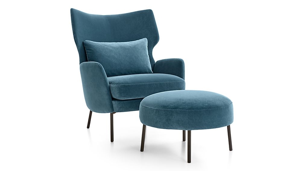 Alex Navy Blue Velvet Accent Chair - Image 2