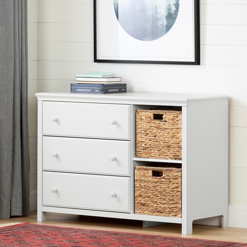 White Cotton Candy 3 Drawer Dresser with Cubbies - Image 0