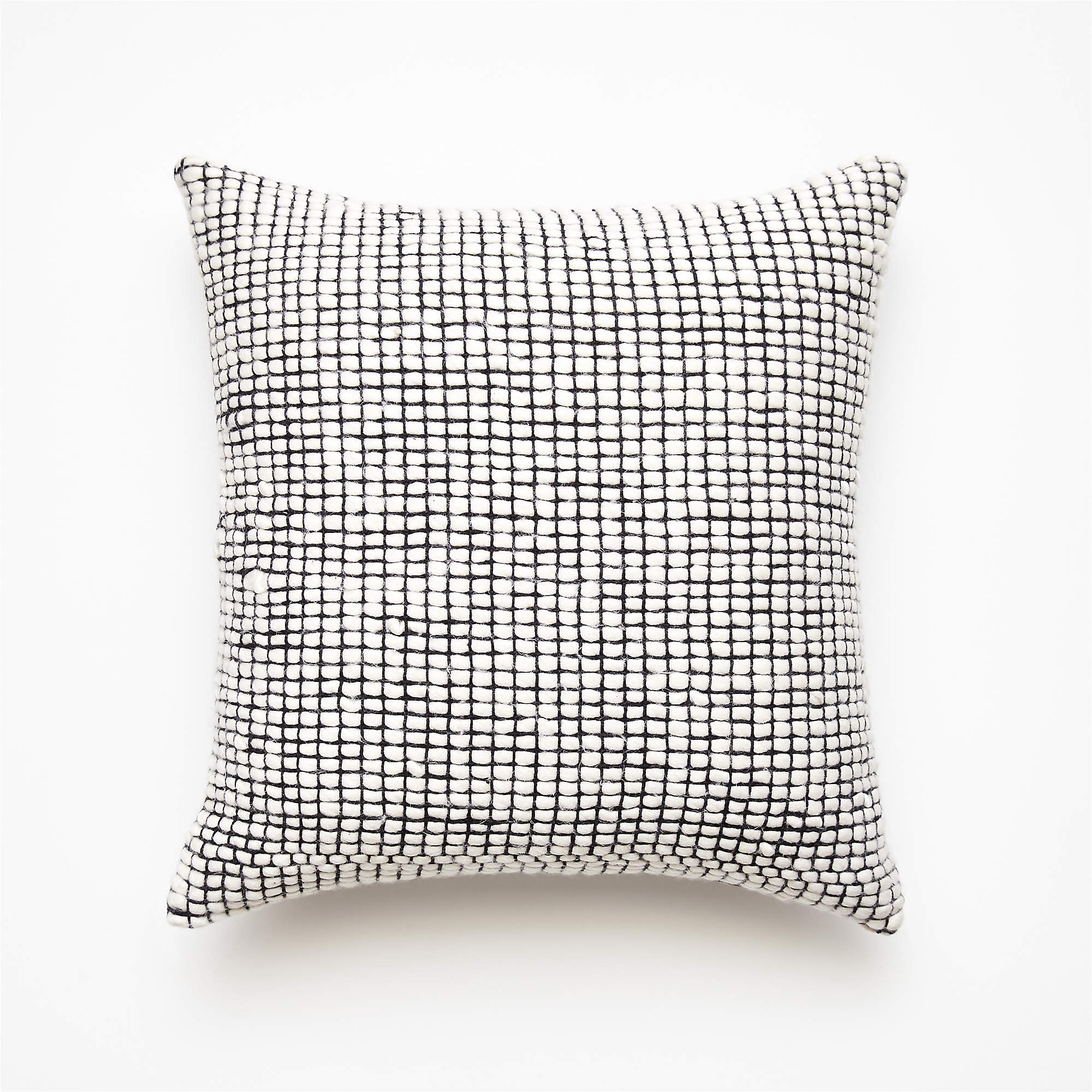 Keelie Ivory Grid Throw Pillow with Down-Alternative Insert 23" - Image 0
