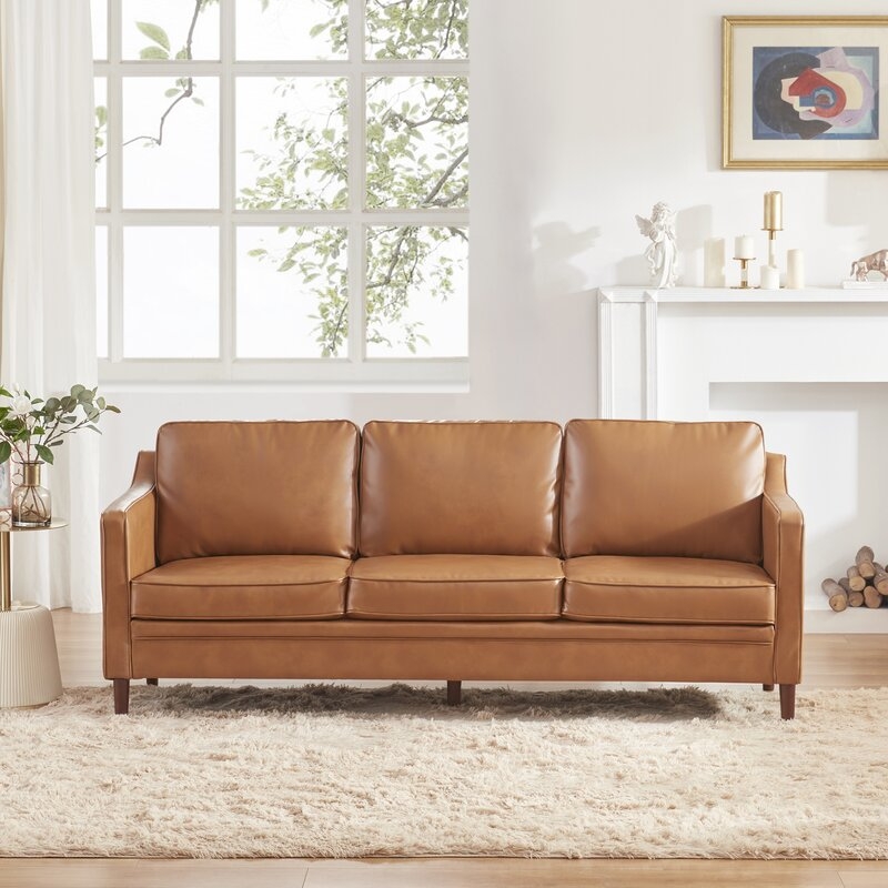 Asheville 80.5'' Vegan Leather Square Arm Sofa - Image 1
