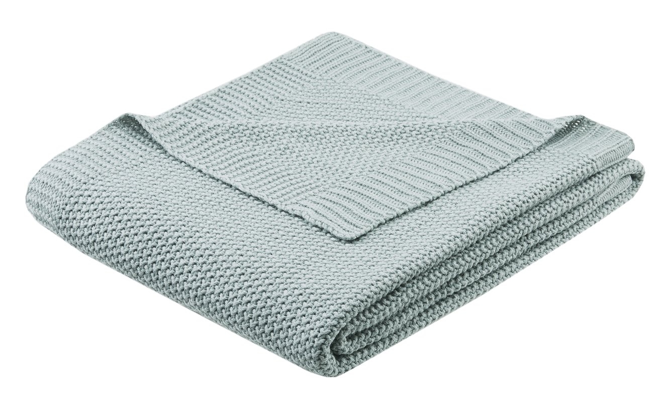 Elliott Knit Throw Blanket - Aqua - Image 0