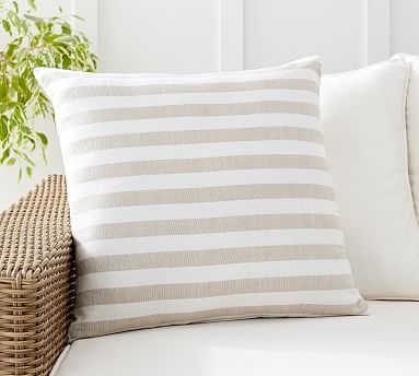 Outdoor Leandra Reversible Stripe Pillow, 22 x 22", Stone - Image 0