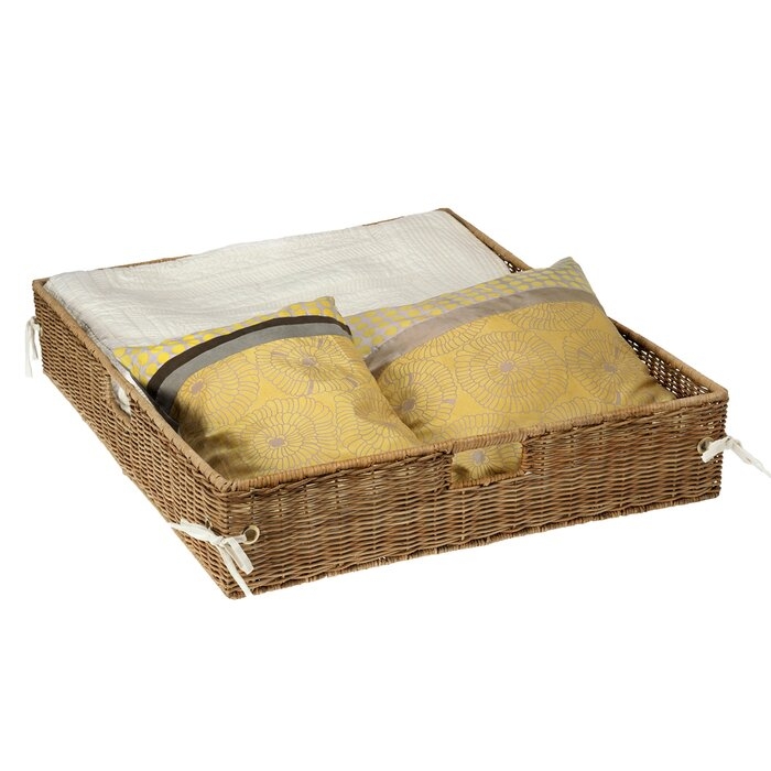 Wicker Under Bed Basket with Cotton Liner & Cover - Image 2