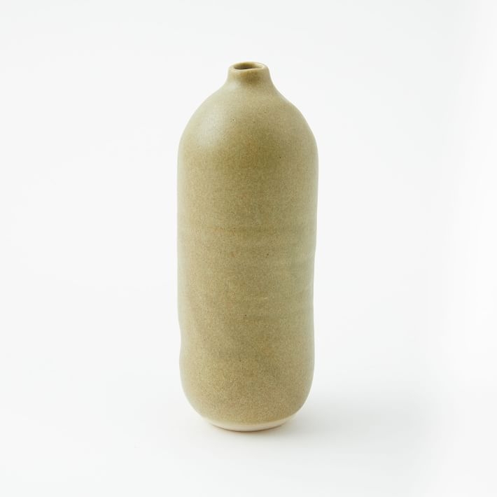 Judy Jackson Tiny Stoneware Bottle, Tall, Olive - Image 0