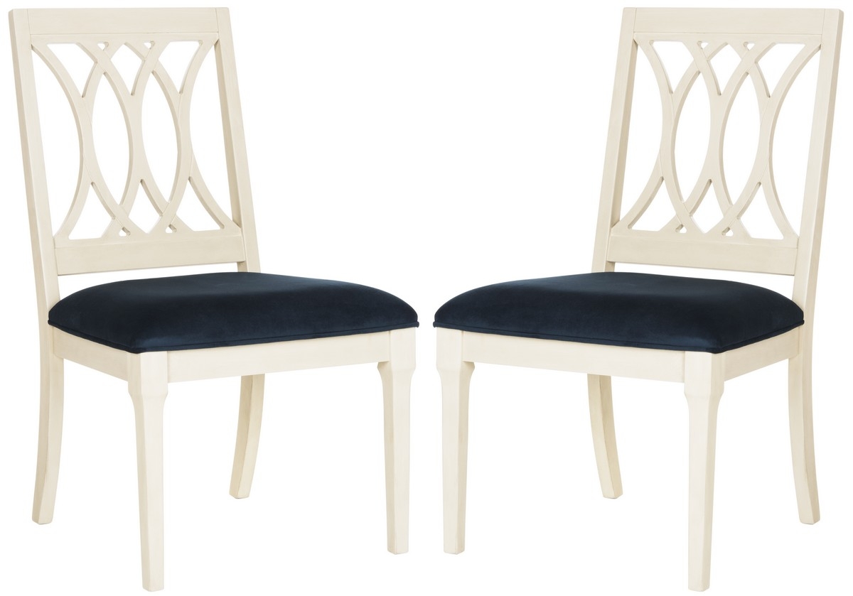 Selena 19''H Velvet Side Chair (Set of 2) - Navy/Antique White - Arlo Home - Image 0