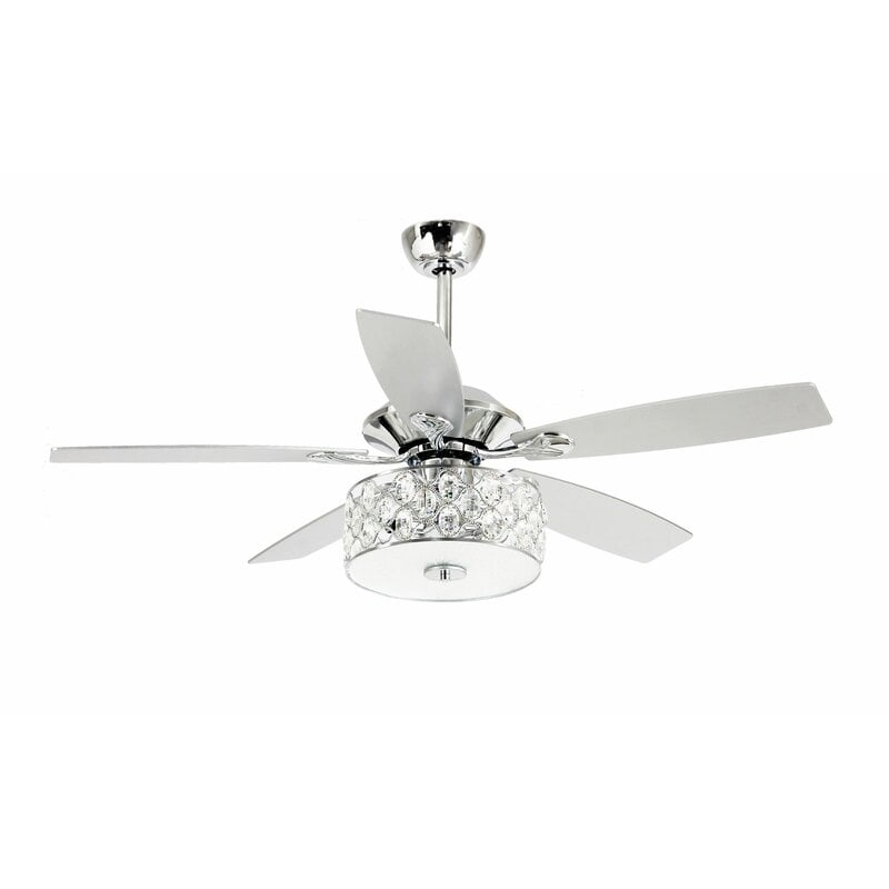 52" Amina 5 - Blade Crystal Ceiling Fan with Remote Control and Light Kit Included See More from Rosdorf Park - Image 0
