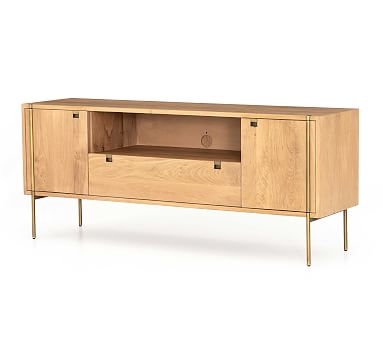 Archdale Media Console, Natural Oak/Satin Brass - Image 0