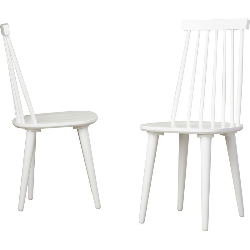 Clarence Solid Wood Dining Chair set of 2 - WHITE - Image 1