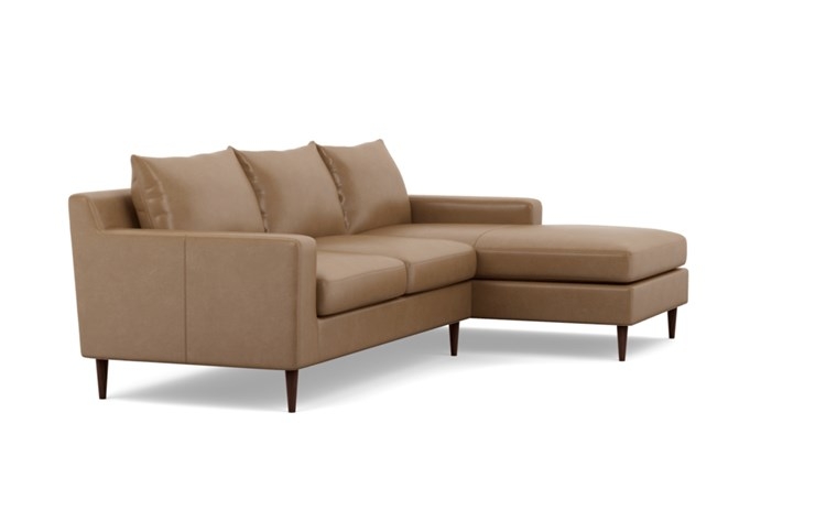 SLOAN LEATHER Leather Sectional Sofa with Right Chaise , Oiled Walnut Tapered Round Wood - Image 1