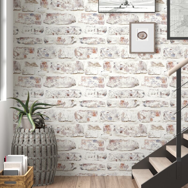 Alvara 34.45' x 20.87" Brick Wallpaper Roll - Smooth - Image 0