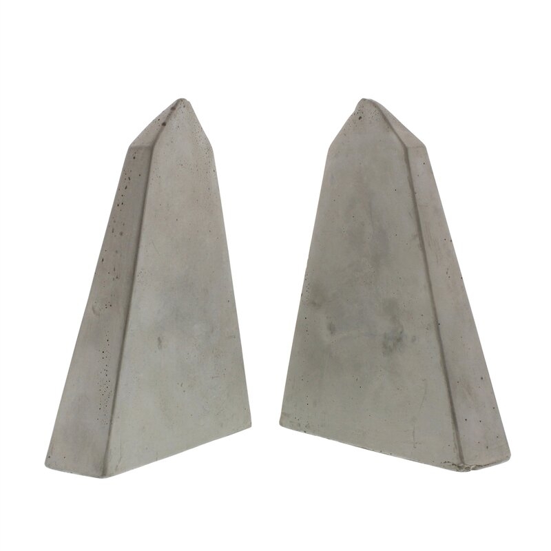 Geometric Cement Obelisk Bookends (Set of 2) - Image 2