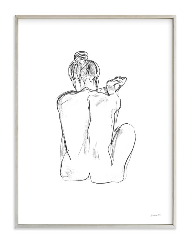 stretching - 30x40", champagne silver frame, white border signed print - Image 0