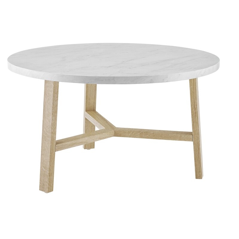 Marisela Round Coffee Table, White - Image 0